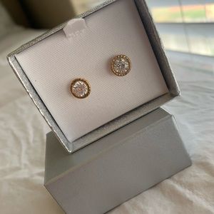 NEW Diamond Accent Button Stud Earrings